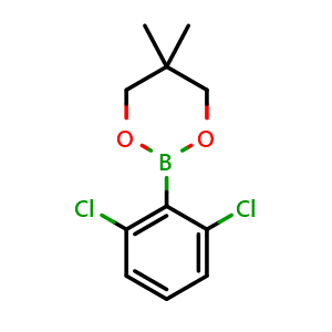 Chemical structure of 2-(2,6-dichlorophenyl)-5,5-dimethyl-1,3,2-dioxaborinane , CAS 1380288-31-2, AChemBlock AD296953