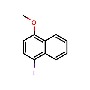 Chemical structure of 1-iodo-4-methoxynaphthalene , CAS 2607-25-2, AChemBlock AD296954