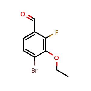 Chemical structure of 4-bromo-3-ethoxy-2-fluorobenzaldehyde , CAS 1823321-32-9, AChemBlock AD296976