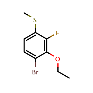 Chemical structure of (4-bromo-3-ethoxy-2-fluorophenyl)(methyl)sulfane , CAS 2709331-46-2, AChemBlock AD296977