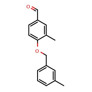 Chemical structure of 3-methyl-4-((3-methylbenzyl)oxy)benzaldehyde , CAS 2921866-57-9, AChemBlock AD296981