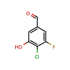 Chemical structure of 4-chloro-3-fluoro-5-hydroxybenzaldehyde , CAS 1785149-26-9, AChemBlock AD296986