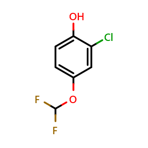 Chemical structure of 2-chloro-4-(difluoromethoxy)phenol , CAS 88798-11-2, AChemBlock AD296991