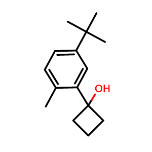 Chemical structure of 1-(5-(tert-butyl)-2-methylphenyl)cyclobutanol , CAS 2921853-80-5, AChemBlock AD296994