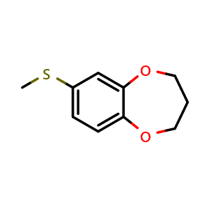 Chemical structure of 7-(methylthio)-3,4-dihydro-2H-benzo[b][1,4]dioxepine , CAS 1090985-67-3, AChemBlock AD296999
