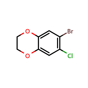 Chemical structure of 6-bromo-7-chloro-2,3-dihydrobenzo[b][1,4]dioxine , CAS 69464-32-0, AChemBlock AD297000