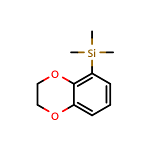 Chemical structure of (2,3-dihydrobenzo[b][1,4]dioxin-5-yl)trimethylsilane , CAS 1935013-80-1, AChemBlock AD297003