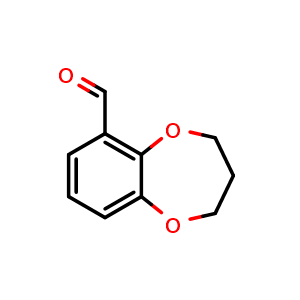 Chemical structure of 3,4-dihydro-2H-benzo[b][1,4]dioxepine-6-carbaldehyde , CAS 209256-62-2, AChemBlock AD297004
