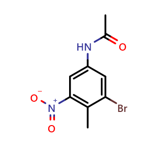 Chemical structure of N-(3-bromo-4-methyl-5-nitrophenyl)acetamide , CAS 2969323-92-8, AChemBlock AD297010