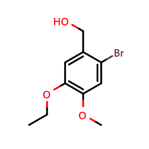 Chemical structure of (2-bromo-5-ethoxy-4-methoxyphenyl)methanol , CAS 677016-55-6, AChemBlock AD297016