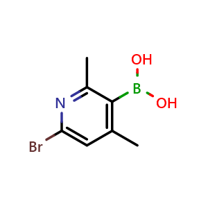 Chemical structure of 6-Bromo-2,4-dimethylpyridine-3-boronic acid , CAS 1072944-23-0, AChemBlock AD297023