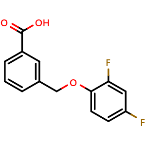 Chemical structure of 3-((2,4-difluorophenoxy)methyl)benzoic acid , CAS 832739-54-5, AChemBlock AD297028