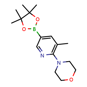 Chemical structure of 5-Methyl-6-(4-morpholinyl)pyridine-3-boronic acid pinacol ester , CAS 1073372-03-8, AChemBlock AD297029