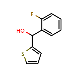 Chemical structure of (2-fluorophenyl)(thiophen-2-yl)methanol , CAS 860016-98-4, AChemBlock AD297042