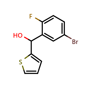 Chemical structure of (5-bromo-2-fluorophenyl)(thiophen-2-yl)methanol , CAS 1250357-51-7, AChemBlock AD297045