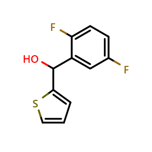 Chemical structure of (2,5-difluorophenyl)(thiophen-2-yl)methanol , CAS 1249451-20-4, AChemBlock AD297046