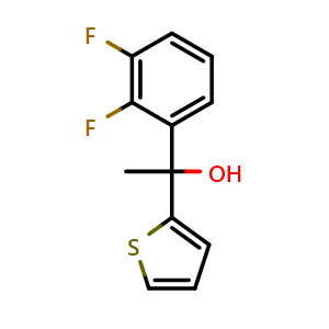 Chemical structure of 1-(2,3-difluorophenyl)-1-(thiophen-2-yl)ethanol , CAS 1341571-99-0, AChemBlock AD297050
