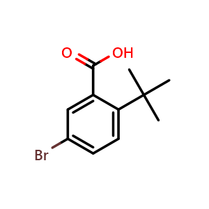 Chemical structure of 5-Bromo-2-(tert-butyl)benzoic acid , CAS 14034-92-5, AChemBlock AD297063