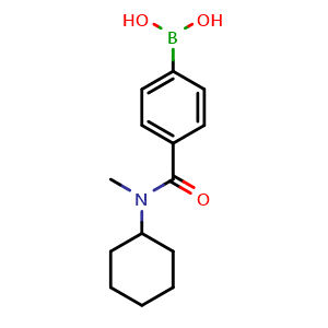 Chemical structure of (4-(Cyclohexyl(methyl)carbamoyl)phenyl)boronic acid , CAS 913835-84-4, AChemBlock AD297065
