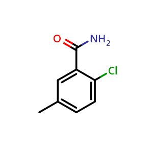 Chemical structure of 2-chloro-5-methylbenzamide , CAS 101080-00-6, AChemBlock AD297066