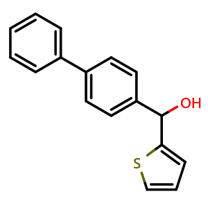 Chemical structure of [1,1'-biphenyl]-4-yl(thiophen-2-yl)methanol , CAS 40310-34-7, AChemBlock AD297073