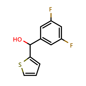 Chemical structure of (3,5-difluorophenyl)(thiophen-2-yl)methanol , CAS 1249504-55-9, AChemBlock AD297078