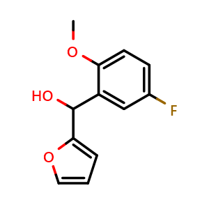 Chemical structure of (5-fluoro-2-methoxyphenyl)(furan-2-yl)methanol , CAS 1248919-37-0, AChemBlock AD297080