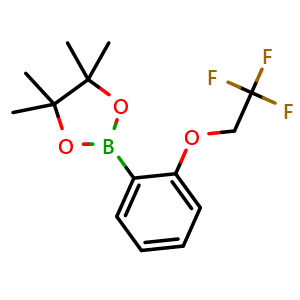 Chemical structure of 4,4,5,5-Tetramethyl-2-(2-(2,2,2-trifluoroethoxy)phenyl)-1,3,2-dioxaborolane , CAS 864754-11-0, AChemBlock AD297084