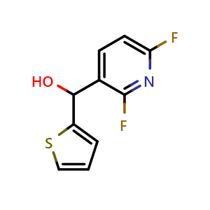 Chemical structure of (2,6-difluoropyridin-3-yl)(thiophen-2-yl)methanol , CAS 2921845-11-4, AChemBlock AD297096