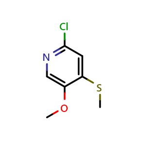 Chemical structure of 2-chloro-5-methoxy-4-(methylthio)pyridine , CAS 2921885-39-2, AChemBlock AD297100