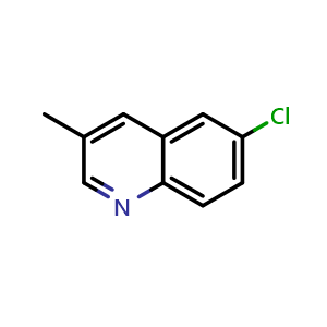 Chemical structure of 6-chloro-3-methylquinoline , CAS 97041-62-8, AChemBlock AD297101