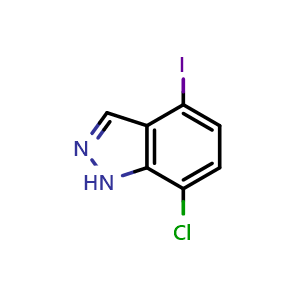 Chemical structure of 7-chloro-4-iodo-1H-indazole , CAS 2921857-39-6, AChemBlock AD297134