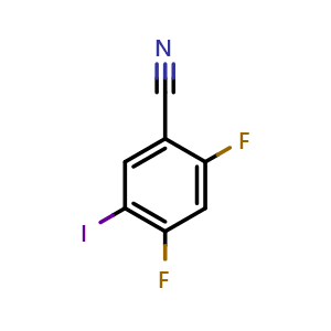 Chemical structure of 2,4-difluoro-5-iodobenzonitrile , CAS 1803837-32-2, AChemBlock AD297136