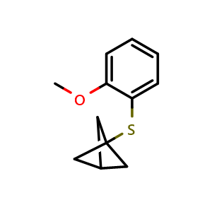 Chemical structure of bicyclo[1.1.1]pentan-1-yl(2-methoxyphenyl)sulfane , CAS 2618667-84-6, AChemBlock AD297138