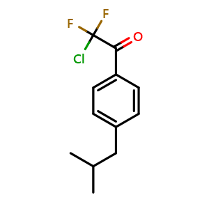 Chemical structure of 2-chloro-2,2-difluoro-1-(4-isobutylphenyl)ethanone , CAS 1823781-11-8, AChemBlock AD297159