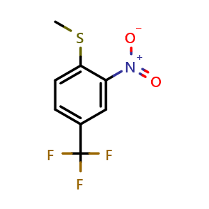 Chemical structure of methyl(2-nitro-4-(trifluoromethyl)phenyl)sulfane , CAS 71236-96-9, AChemBlock AD297175