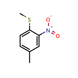 Chemical structure of methyl(4-methyl-2-nitrophenyl)sulfane , CAS 133536-24-0, AChemBlock AD297176