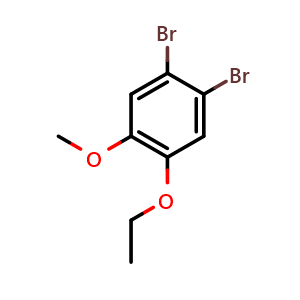 Chemical structure of 1,2-dibromo-4-ethoxy-5-methoxybenzene , CAS 2384462-08-0, AChemBlock AD297177