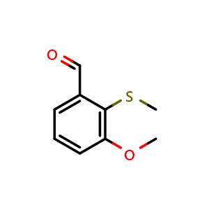Chemical structure of 3-methoxy-2-(methylthio)benzaldehyde , CAS 124639-32-3, AChemBlock AD297184