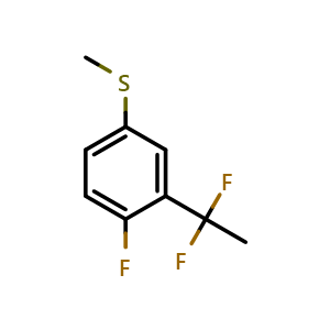 Chemical structure of (3-(1,1-difluoroethyl)-4-fluorophenyl)(methyl)sulfane , CAS 2921856-11-1, AChemBlock AD297186