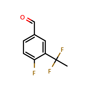 Chemical structure of 3-(1,1-difluoroethyl)-4-fluorobenzaldehyde , CAS 2172559-69-0, AChemBlock AD297187