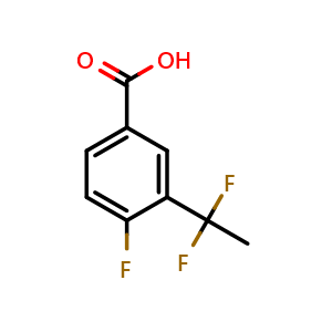 Chemical structure of 3-(1,1-difluoroethyl)-4-fluorobenzoic acid , CAS 1253789-91-1, AChemBlock AD297188
