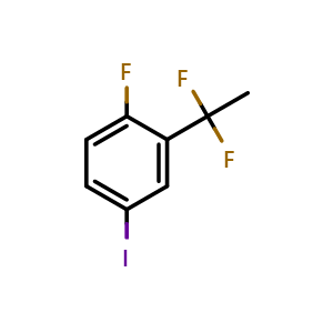 Chemical structure of 2-(1,1-difluoroethyl)-1-fluoro-4-iodobenzene , CAS 2921856-16-6, AChemBlock AD297190