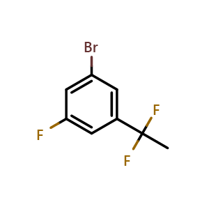 Chemical structure of 1-bromo-3-(1,1-difluoroethyl)-5-fluorobenzene , CAS 627526-99-2, AChemBlock AD297191