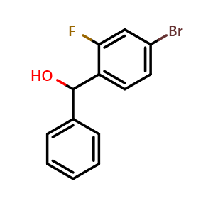 Chemical structure of (4-bromo-2-fluorophenyl)(phenyl)methanol , CAS 1094791-42-0, AChemBlock AD297196