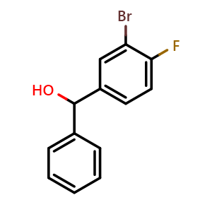 Chemical structure of (3-bromo-4-fluorophenyl)(phenyl)methanol , CAS 321923-87-9, AChemBlock AD297200