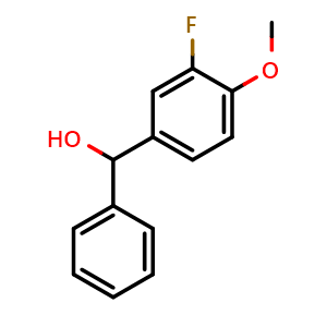 Chemical structure of (3-fluoro-4-methoxyphenyl)(phenyl)methanol , CAS 1258221-87-2, AChemBlock AD297202