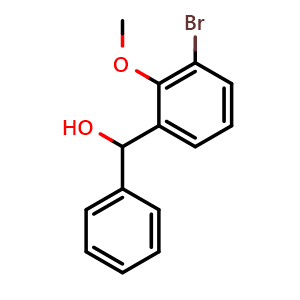 Chemical structure of (3-bromo-2-methoxyphenyl)(phenyl)methanol , CAS 2384088-86-0, AChemBlock AD297205