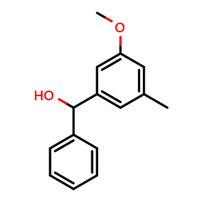 Chemical structure of (3-methoxy-5-methylphenyl)(phenyl)methanol , CAS 1019984-16-7, AChemBlock AD297208