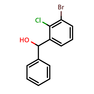 Chemical structure of (3-bromo-2-chlorophenyl)(phenyl)methanol , CAS 1566583-19-4, AChemBlock AD297211